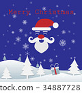 Christmas background and snow flake, vector 34887728