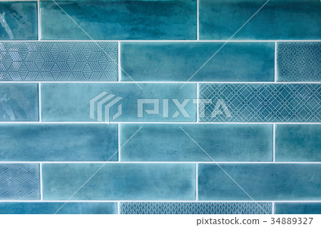 Blue background with ceramic tiles 34889327