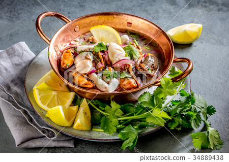 Peruvian Latin American seafood shellfish ceviche Peruvian Latin American seafood shellfish ceviche 34889438