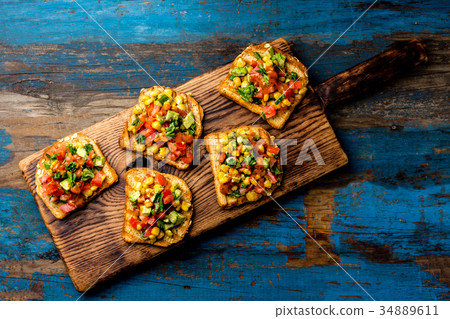 Mexican Latin American style open sandwiches 34889611