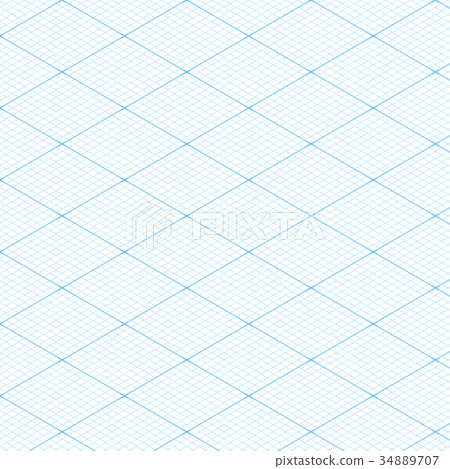 White isometric blueprint grid seamless pattern 34889707