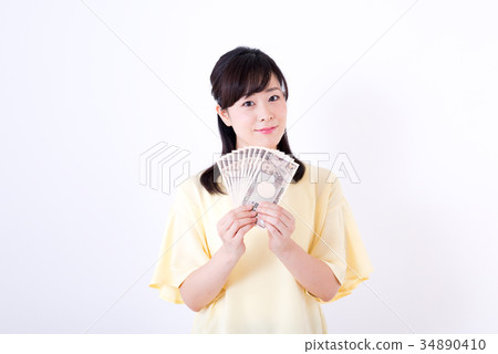 中間女士，賬單，10萬日元 34890410