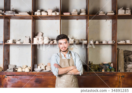 potter, tools, ceramics art concept - a handsome 34891285