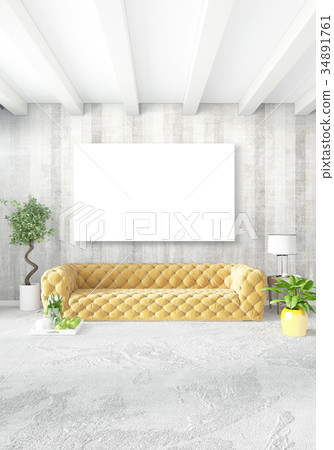 Yellow bedroom or livingroom in modern style Yellow bedroom or livingroom in modern style 34891761