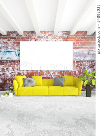 Yellow bedroom or livingroom in modern style 34892033