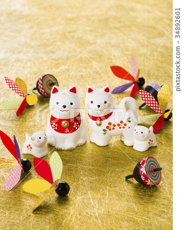 黃道十二宮小雕像（金色紙張背景） 34892601