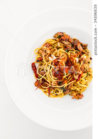 Spaghetti bacon with garlic Spaghetti bacon with garlic 34896639