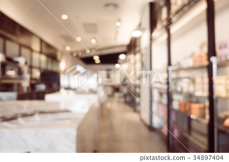 Abstract blur and defocused restaurant interior Abstract blur and defocused restaurant interior 34897404