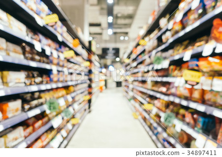 Abstract blur and defocused supermarket shopping in department store Abstract blur and defocused supermarket shopping in department store 34897411