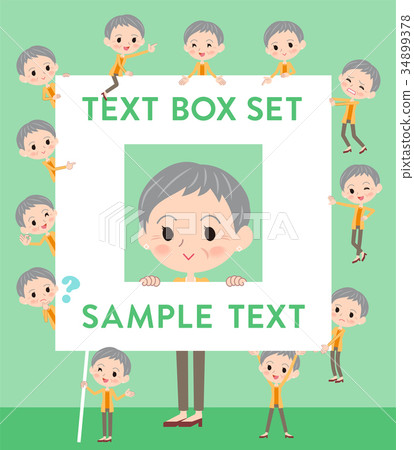 short hair old women_text box 34899378