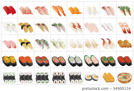 Sushi various types 2 frame 34900134