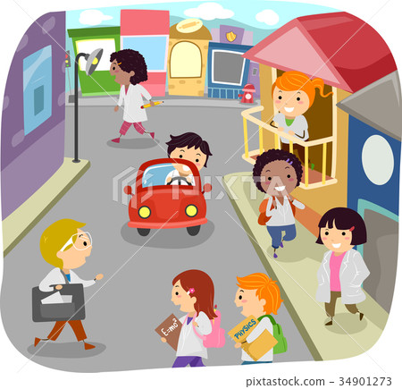 Stickman Kids Physics Buildings Illustration Stickman Kids Physics Buildings Illustration 34901273