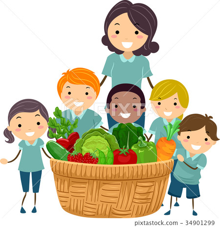 Stickman Teacher Harvest Basket Illustration Stickman Teacher Harvest Basket Illustration 34901299