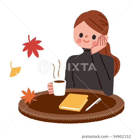 放鬆在咖啡館的婦女 放鬆在咖啡館的婦女 34902132