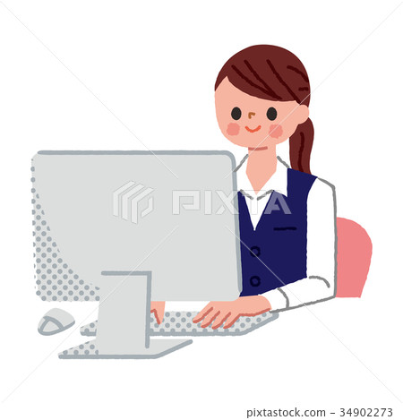 Office work illustration personal computer Office work illustration personal computer 34902273