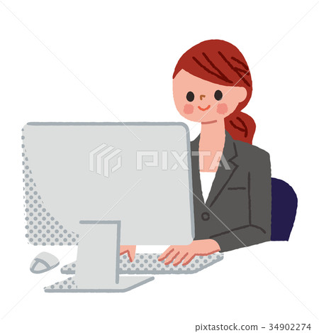 Business woman personal computer Business woman personal computer 34902274