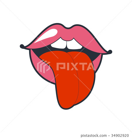 Lips kiss. Vector patch, sticker isolated on white 34902920