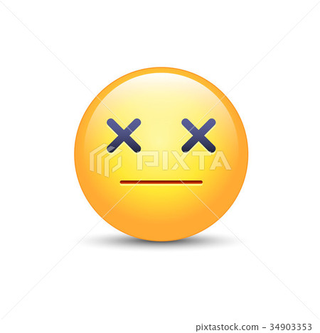 Dizzy emoji face. Cross eyes emoticon vector icon 34903353