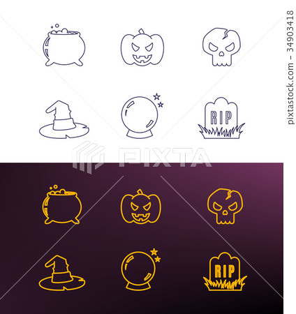 Halloween thin line icons for web and mobile Halloween thin line icons for web and mobile 34903418