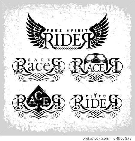 Racer rider labels - Stock Illustration [34903873] - PIXTA