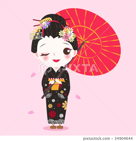 beauty cartoon geisha - Stock Illustration [34904644] - PIXTA