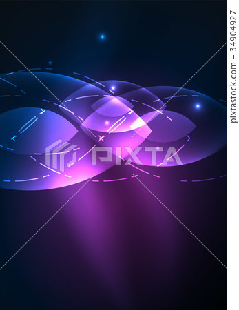 Glowing modern geometric shapes in dark space 34904927