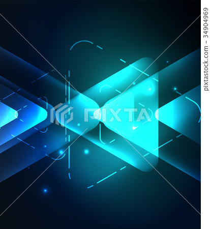 Glass glowing bright triangles on dark space Glass glowing bright triangles on dark space 34904969