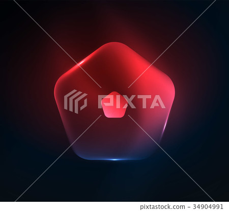 Glowing glass transparent pentagans, geometric 34904991