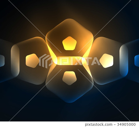 Glowing glass transparent pentagans, geometric Glowing glass transparent pentagans, geometric 34905000