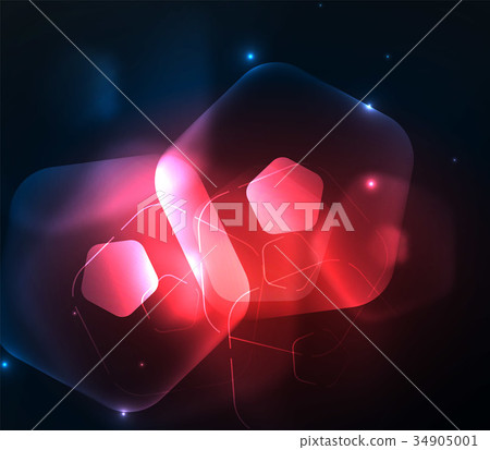 Glowing glass transparent pentagans, geometric Glowing glass transparent pentagans, geometric 34905001