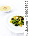 Greek salad with Broccoli cream soup 34905602