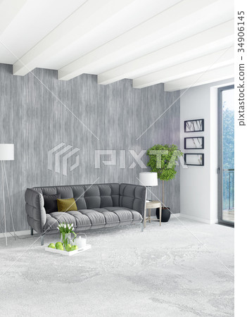 Loft bedroom in modern style interior design with 34906145