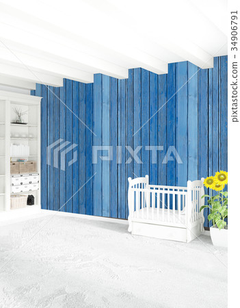 Vertical concept of loft nursery in modern style Vertical concept of loft nursery in modern style 34906791