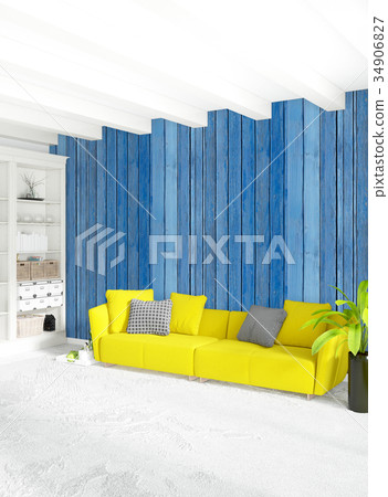 Yellow bedroom or livingroom in modern style Yellow bedroom or livingroom in modern style 34906827