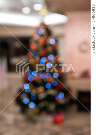 Christmas light decoration and abstract bokeh blur Christmas light decoration and abstract bokeh blur 34906939