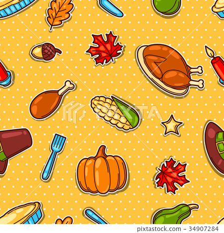 Happy Thanksgiving Day seamless pattern with - Stock Illustration ...