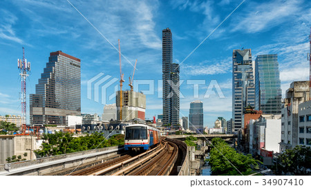 The sky trian n business town of bangkok thailand The sky trian n business town of bangkok thailand 34907410