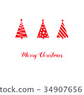Christmas greeting card red graphic fir trees 34907656