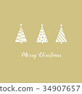 Christmas greeting card white graphict fir trees 34907657