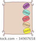 Colorful doodle hand drawn macaroons stacked frame 34907658