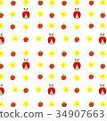 Seamless pattern hand drawn ladybird daisies 34907663