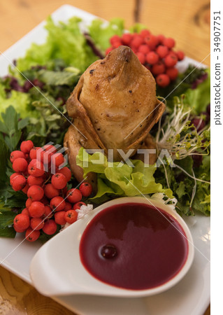 quail roasted with sweet and sour cranberry sauce quail roasted with sweet and sour cranberry sauce 34907751