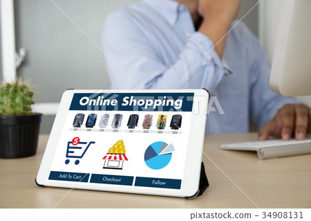 Business people use Technology Ecommerce Business people use Technology Ecommerce 34908131