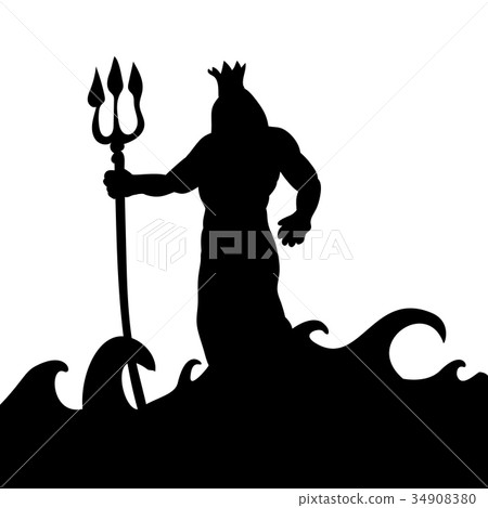 Poseidon god silhouette ancient mythology fantasy 34908380