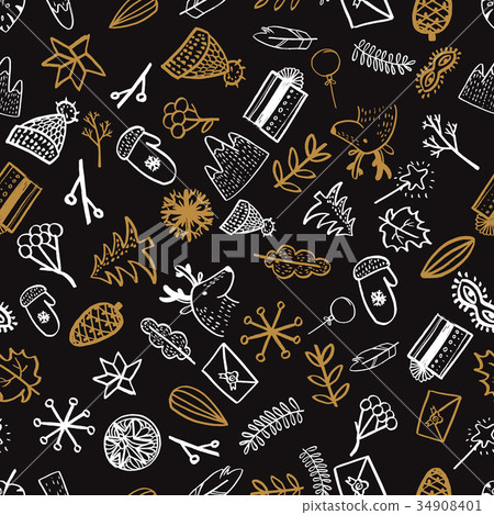 Christmas seamless pattern on black 34908401