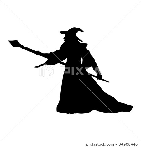 Magician wizard character silhouette fantasy 34908440