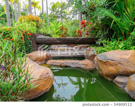 Front or Back Yard, Formal Garden, Waterfall 34909513