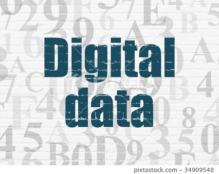 Information concept: Digital Data on wall Information concept: Digital Data on wall 34909548