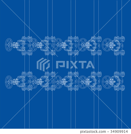 Industrial valves sketch. Vector Industrial valves sketch. Vector 34909914