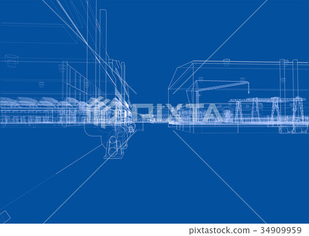 Industrial buildings. Vector 34909959
